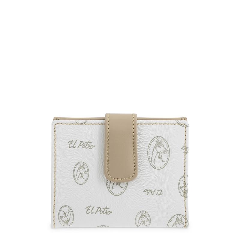 El potro Cartera mujer en lona y piel vacuno color blanco - Vintage