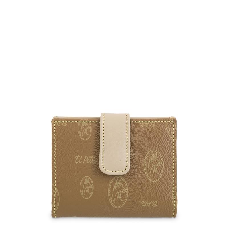 El potro Cartera mujer en lona y piel vacuno color cuero- Vintage