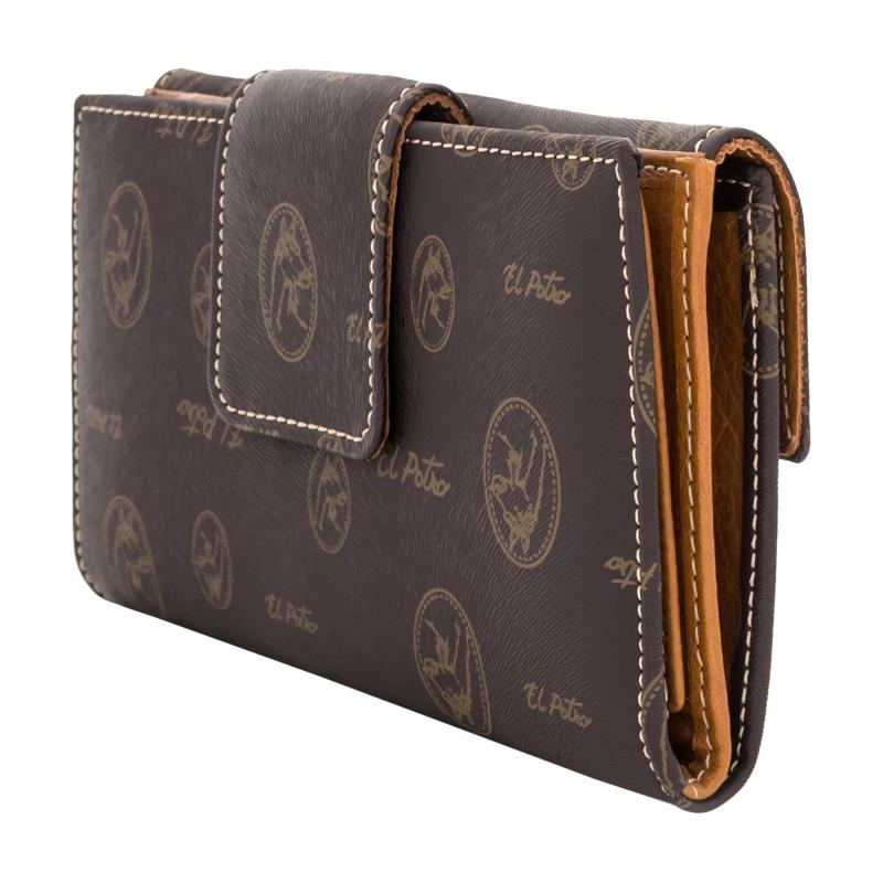 El potro Cartera mujer en lona y piel vacuno color marrón-Lona