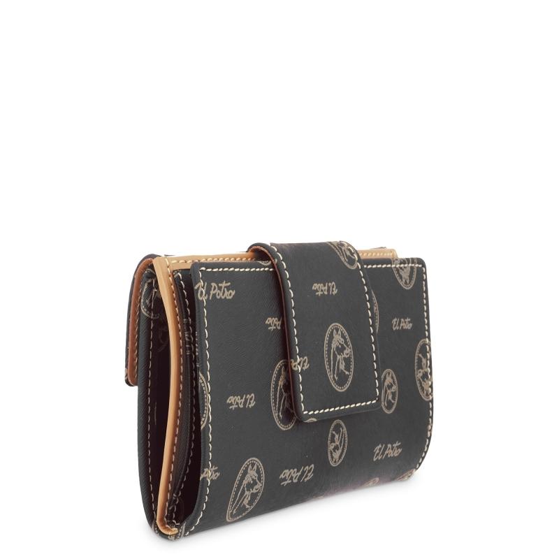 El Potro Cartera Mujer En Lona Y Piel Vacuno Color Negro - Vintage