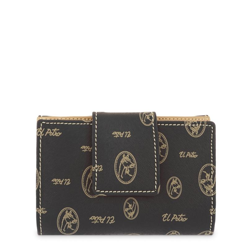 El potro Cartera mujer en lona y piel vacuno color negro - Vintage