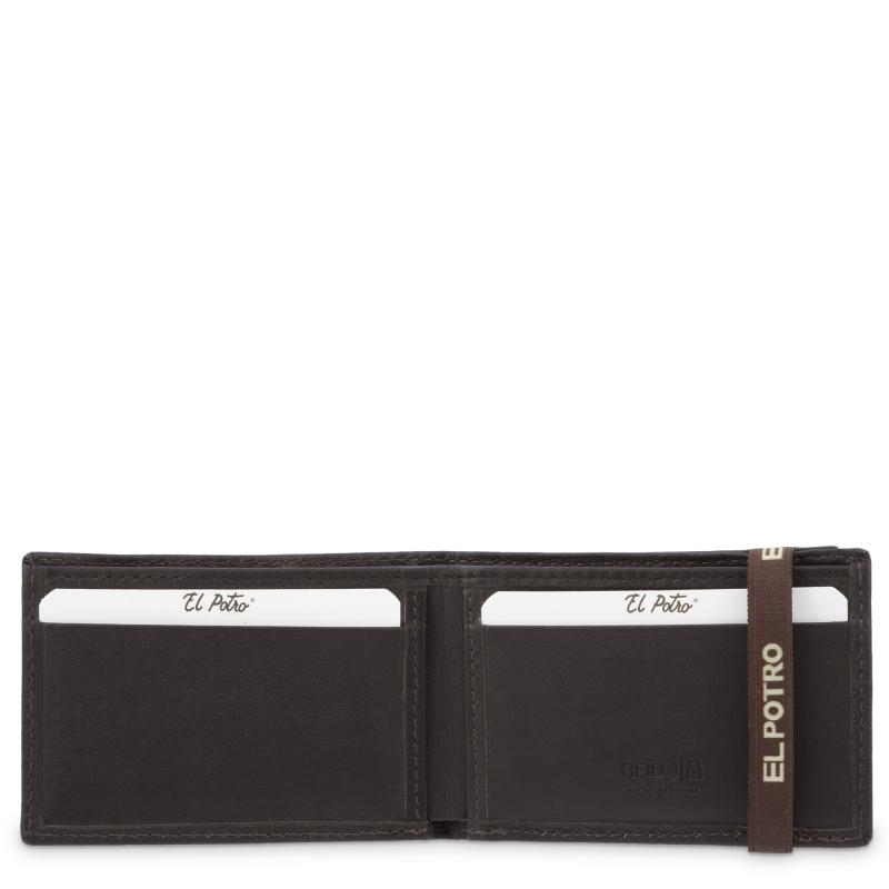 El Potro Cartera Pequeña Con Monedero Exterior En Piel Vacuno Color Marrón-El Potro