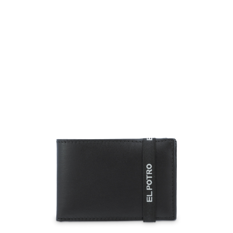 El potro Cartera pequeña con monedero exterior en piel vacuno color negro-El Potro