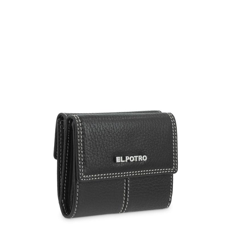 El Potro Cartera Solapa Pequeño Mujer En Piel Vacuno Color Negro- Floater