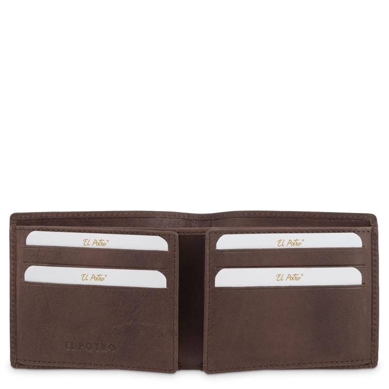 El Potro Cartera Tarjetero De Hombre En Piel Vacuno Marrón Legitimo-E L P O T R O