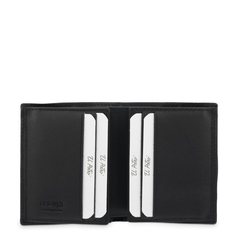 El Potro Cartera Tarjetero En Piel Vacuno Color Negro-El Potro