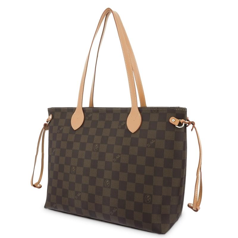 El Potro Bolso Cesta Tote Chess Marrón-El Potro