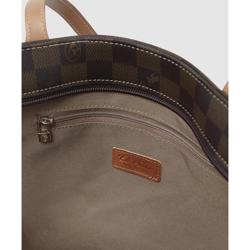 El Potro Bolso Cesta Tote Chess Marrón-El Potro