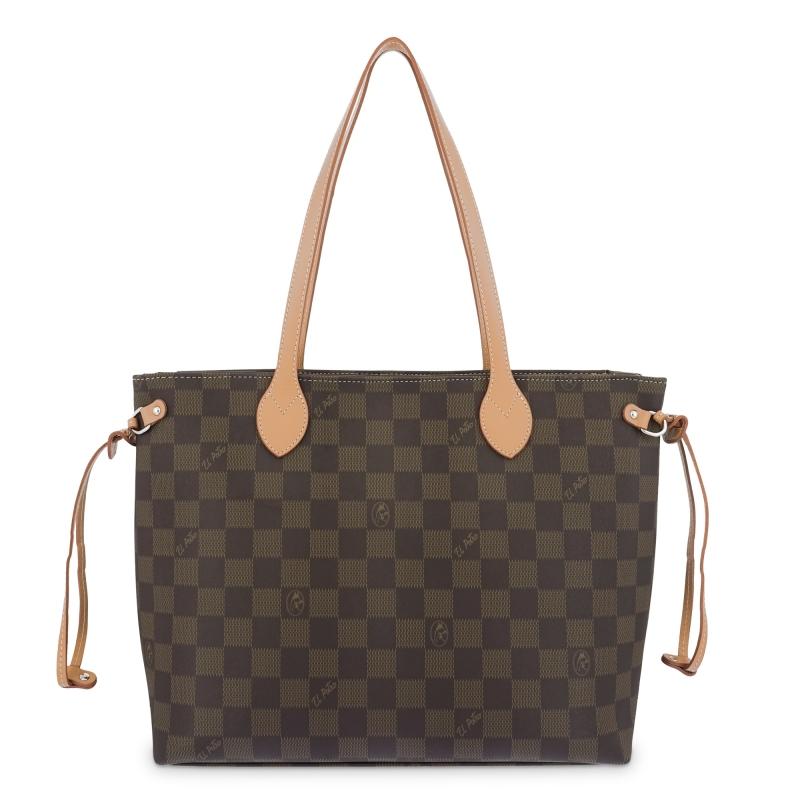 El potro Bolso cesta tote chess marrón-El Potro