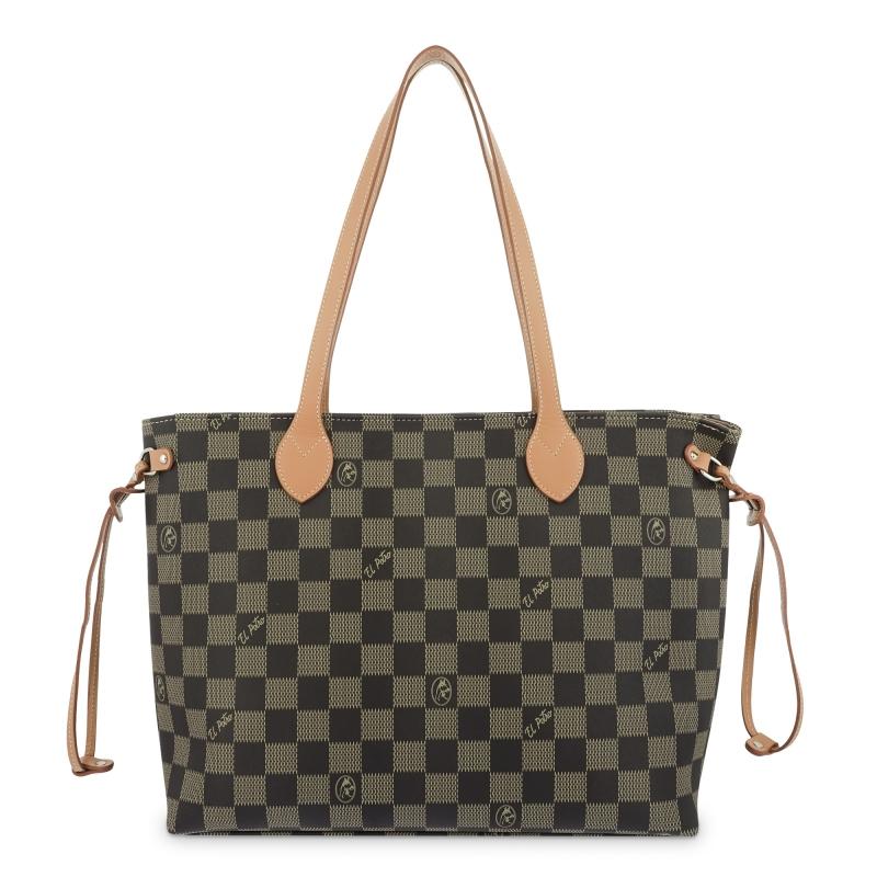 El potro Bolso tote cesta chess negro-El Potro