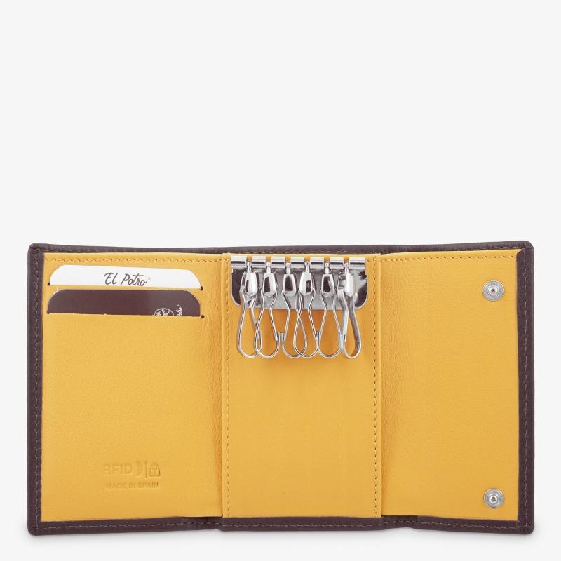 El Potro Llavero De 6 Llaves Con Monedero Hombre En Piel Vacuno Color Marrón/mostaza-Tribeca-El Potro