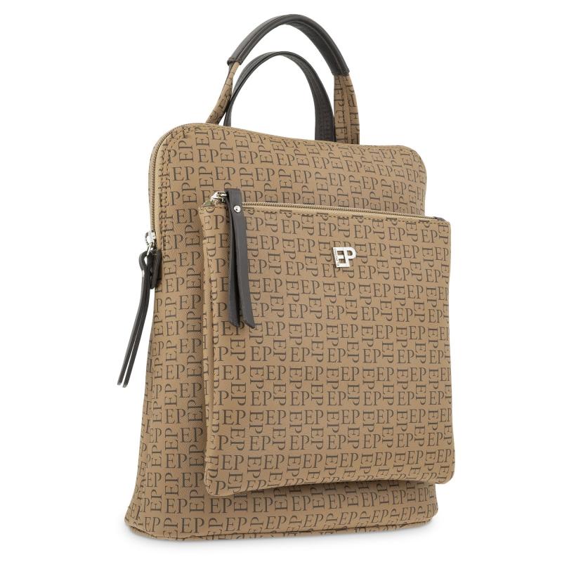 El Potro Mochila Bolso Color Moca Con Print De Logos-EL POTRO