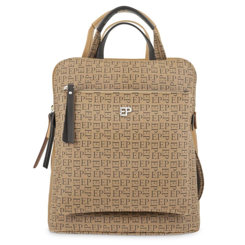 El potro Mochila bolso color moca con print de logos-EL POTRO