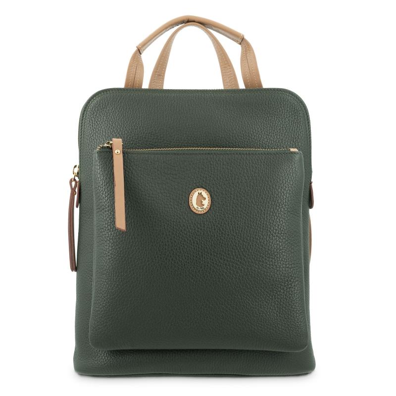 El potro Mochila bolso mujer en piel vacuno color verde- Oasis