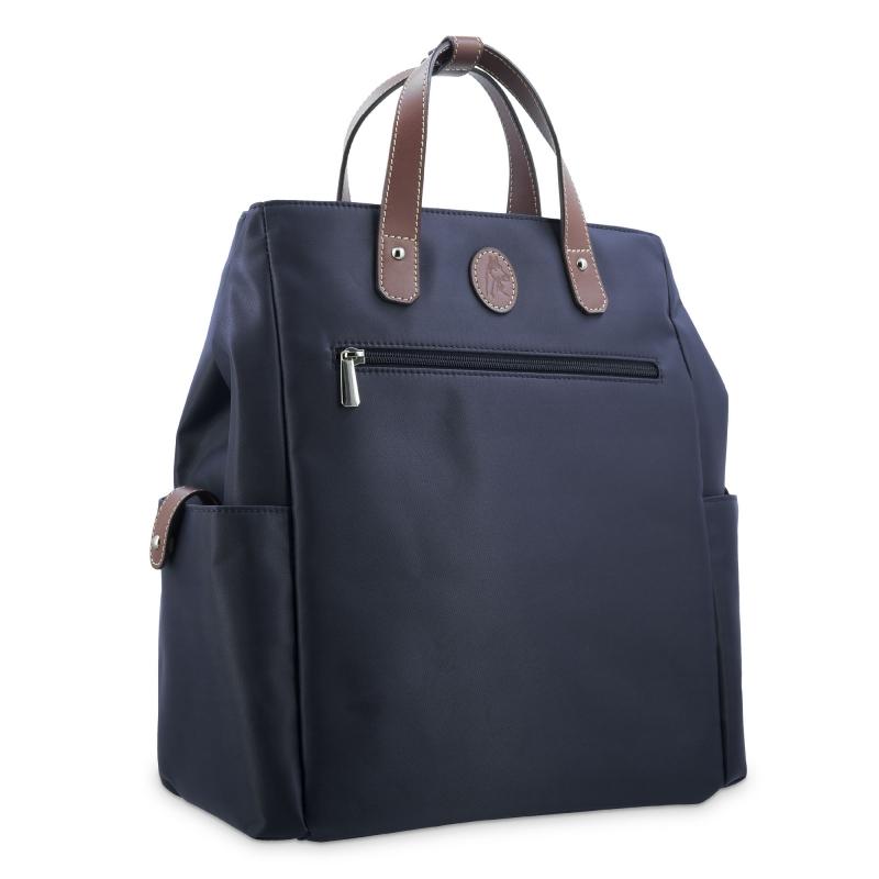 El Potro Mochila Bolso Unisex En Lona Azul Y Piel Vacuno Cuero-Paris