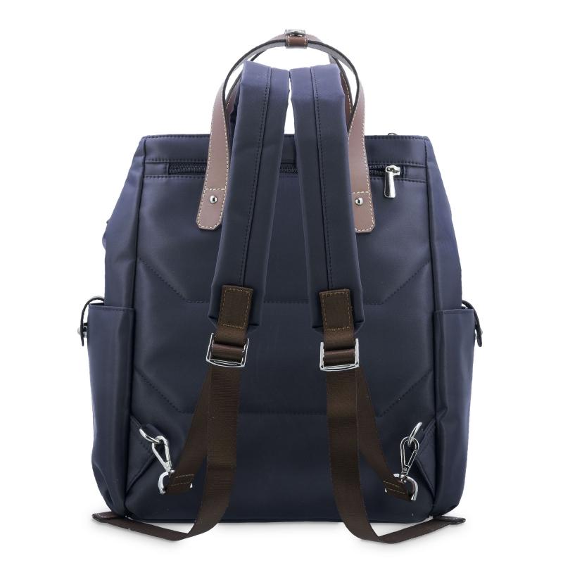 El Potro Mochila Bolso Unisex En Lona Azul Y Piel Vacuno Cuero-Paris