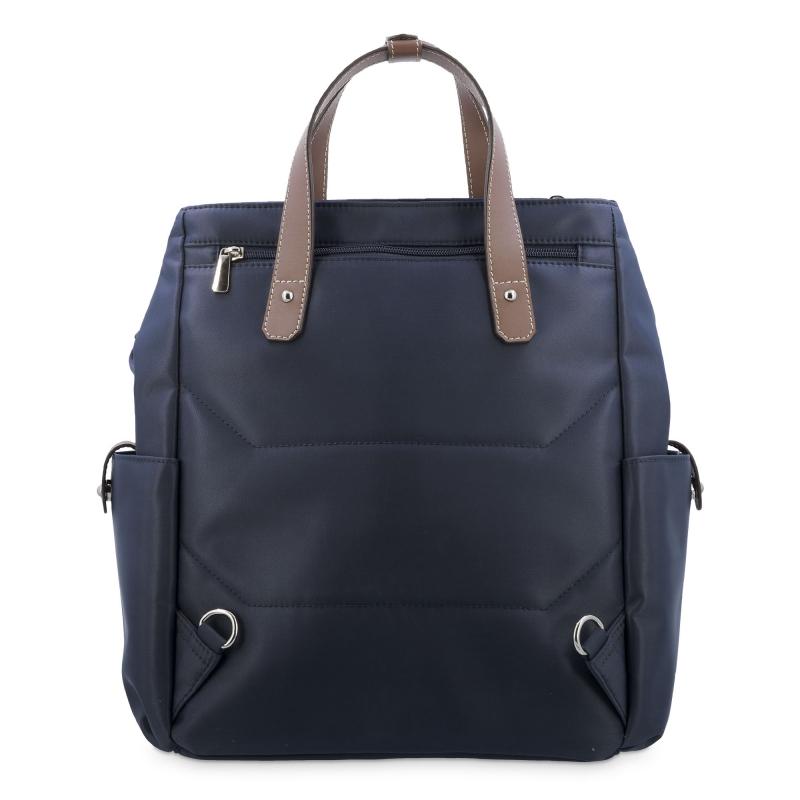 El Potro Mochila Bolso Unisex En Lona Azul Y Piel Vacuno Cuero-Paris