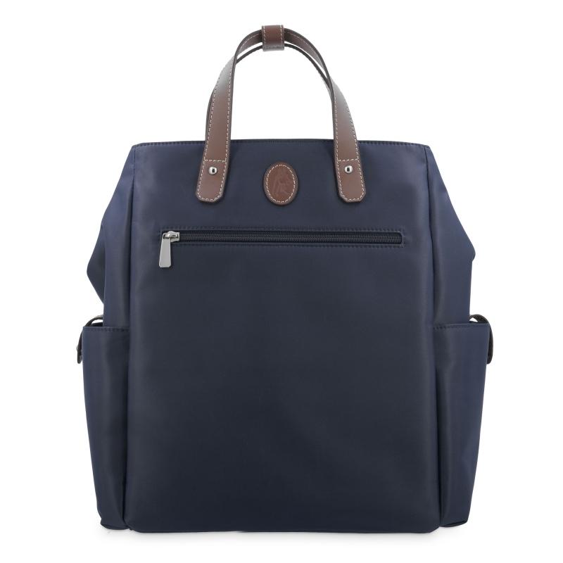 El potro Mochila bolso unisex en lona azul y piel vacuno cuero-Paris