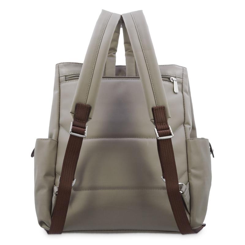 El Potro Mochila Bolso Unisex En Lona Taupe Y Piel Vacuno Cuero-Paris