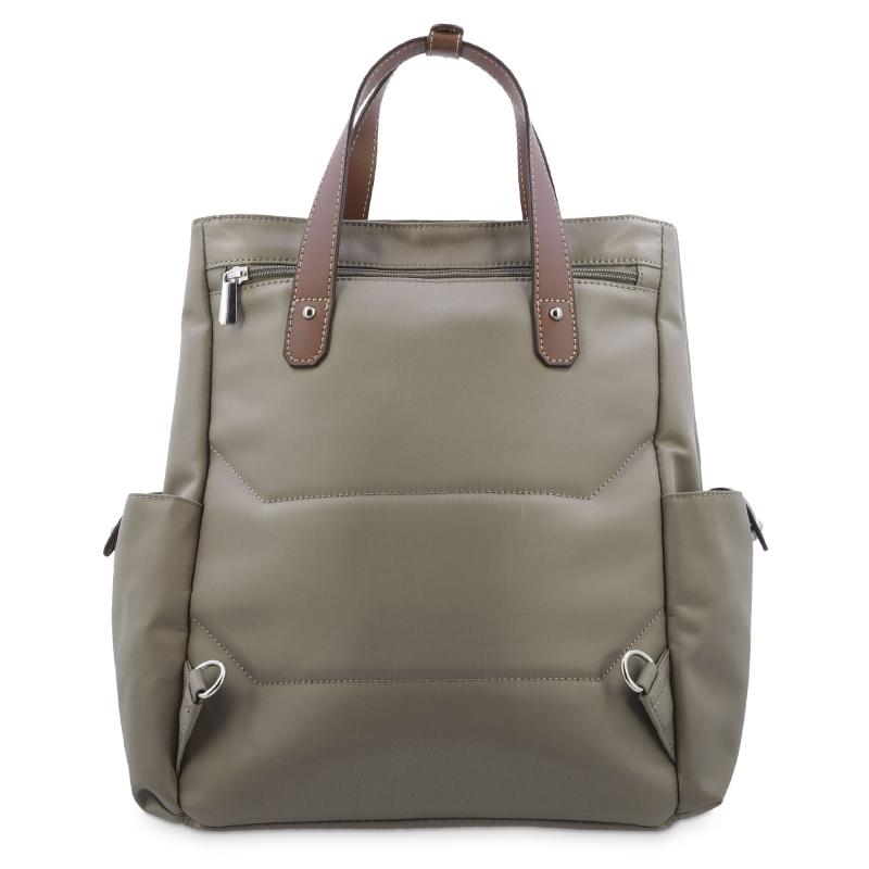 El Potro Mochila Bolso Unisex En Lona Taupe Y Piel Vacuno Cuero-Paris
