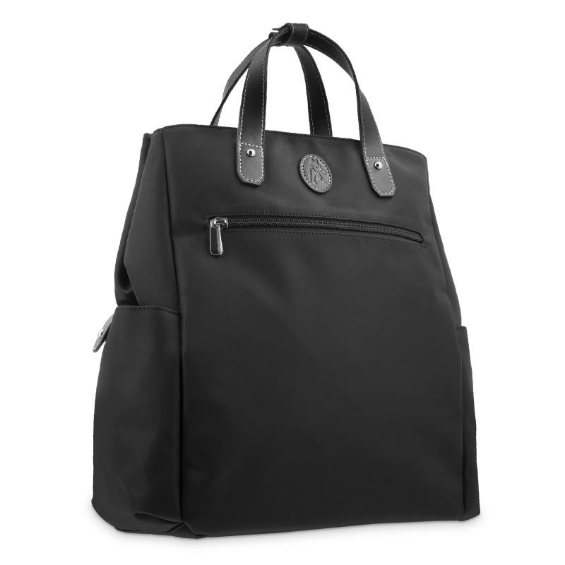 El Potro Mochila Bolso Unisex En Lona Y Piel Vacuno Negro-Paris