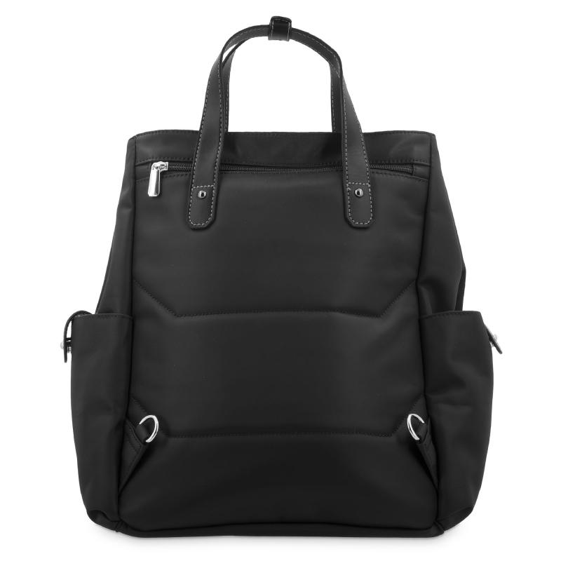 El Potro Mochila Bolso Unisex En Lona Y Piel Vacuno Negro-Paris