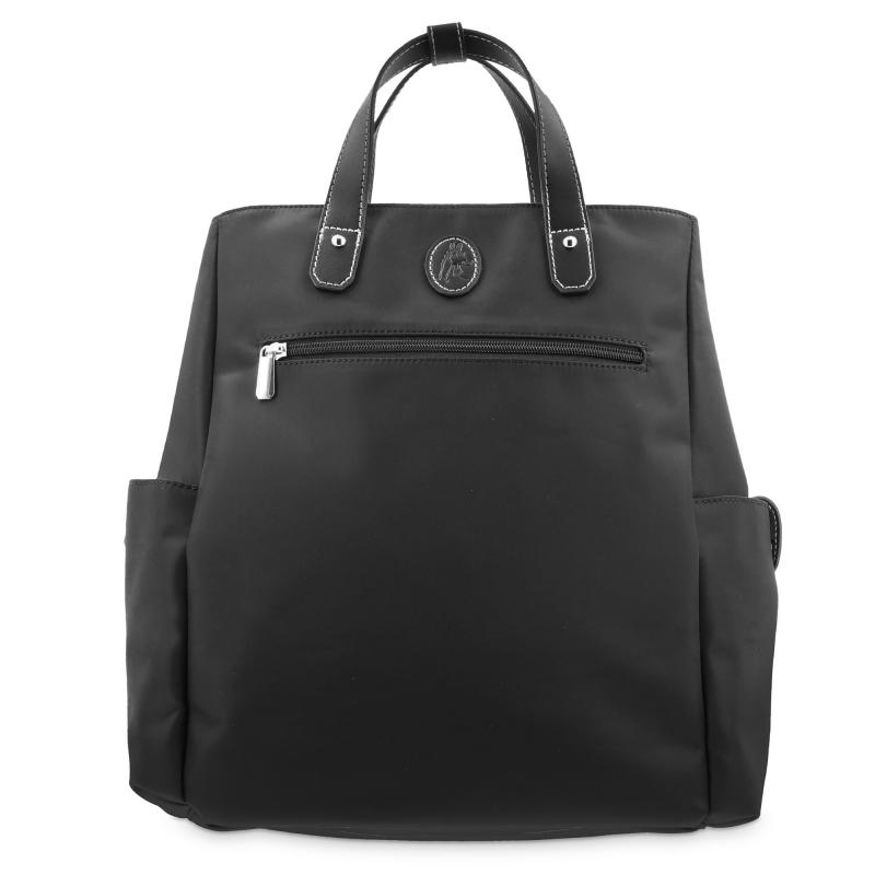 El potro Mochila bolso unisex en lona y piel vacuno negro-Paris