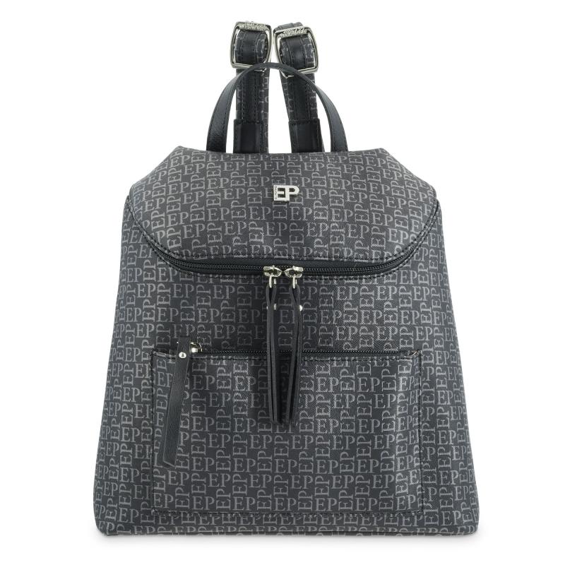 El potro Mochila mediana negro con print de logos-EL POTRO