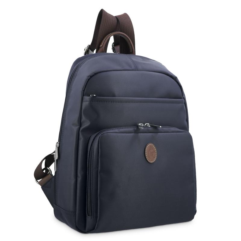 El Potro Mochila Unisex En Lona Azul Y Piel Vacuno Cuero-Paris