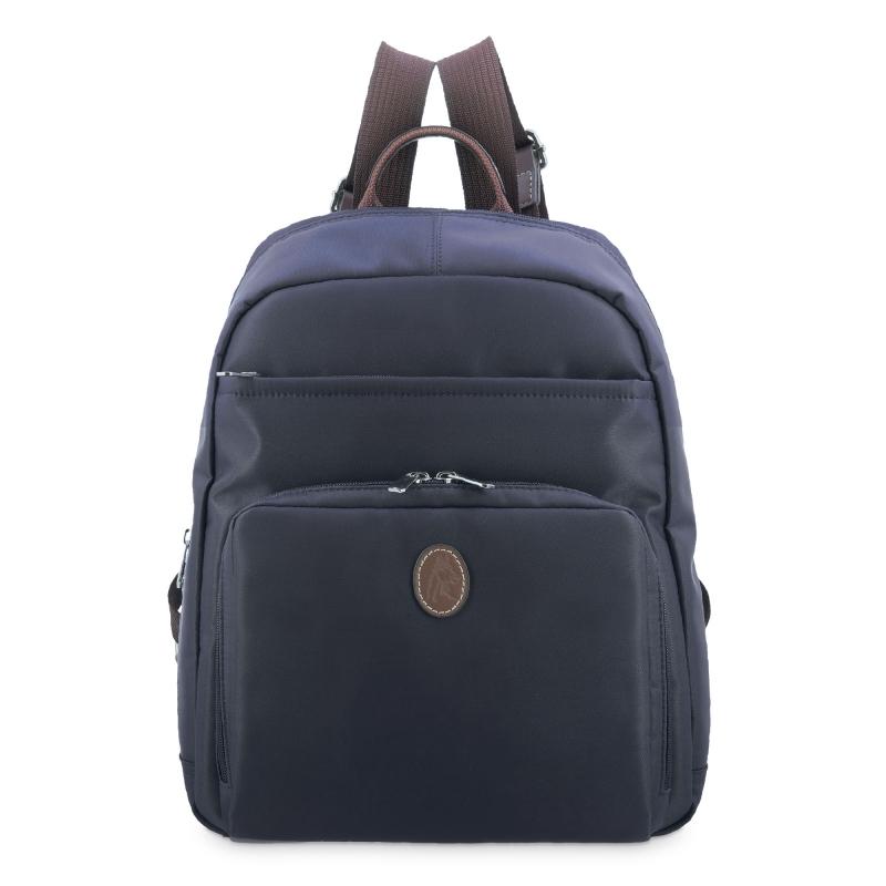 El potro Mochila unisex en lona azul y piel vacuno cuero-Paris