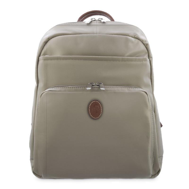 El potro Mochila unisex en lona taupe y piel vacuno cuero-Paris