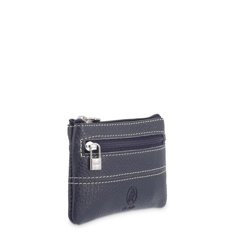 El Potro Monedero 3 Cremalleras De Piel Vacuno Azul- EL POTRO
