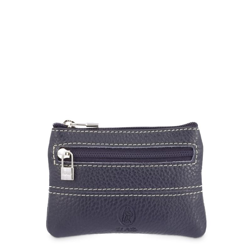 El potro Monedero 3 cremalleras de piel vacuno azul- EL POTRO