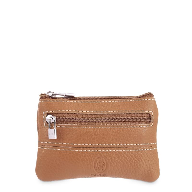 El potro Monedero 3 cremalleras de piel vacuno cuero- EL POTRO