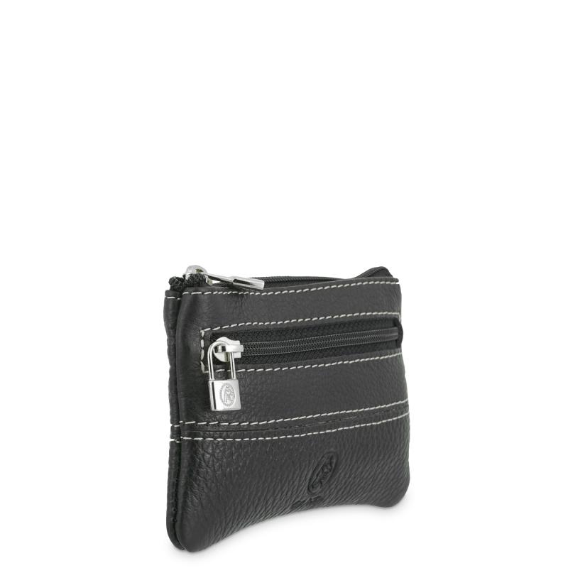 El Potro Monedero 3 Cremalleras De Piel Vacuno Negro- EL POTRO