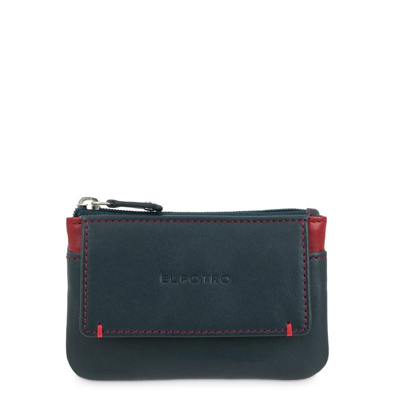 El potro Monedero con solapa de hombre en piel vacuno azul -E L P O T R O