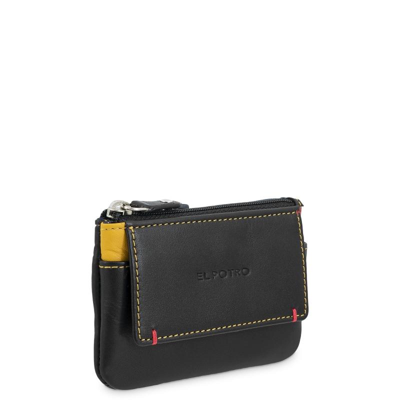 El Potro Monedero Con Solapa De Hombre En Piel Vacuno Negro -E L P O T R O