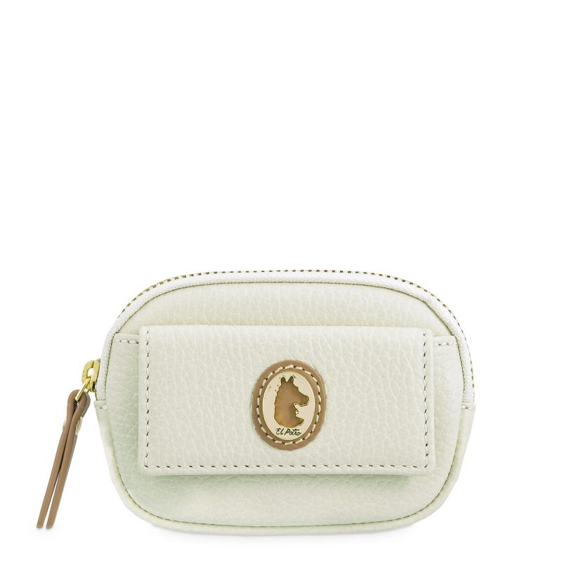 El potro Monedero con solapa mujer en piel vacuno color beige -Oasis