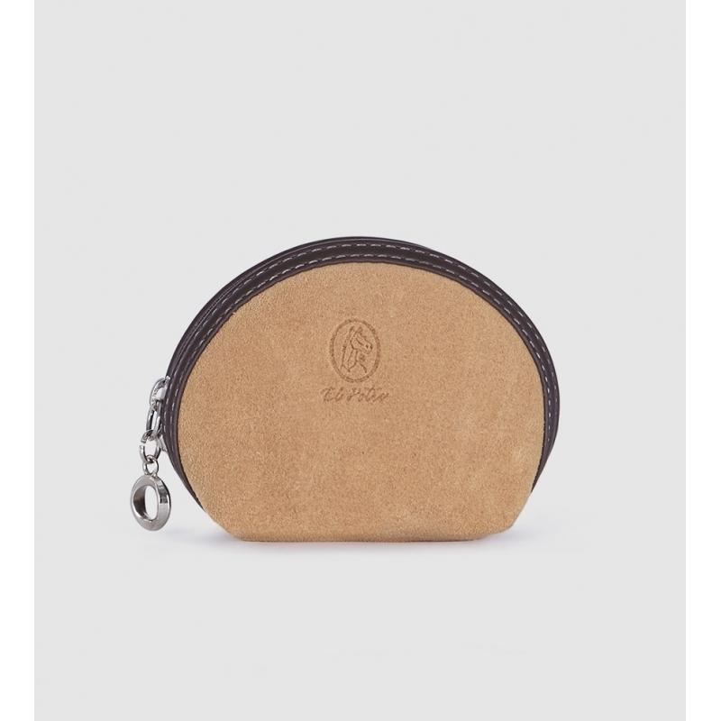 El potro Monedero cremallera de piel vacuno camel- EL POTRO