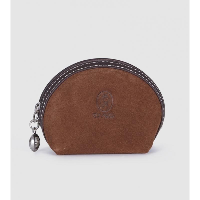 El potro Monedero cremallera de piel vacuno castaño- EL POTRO