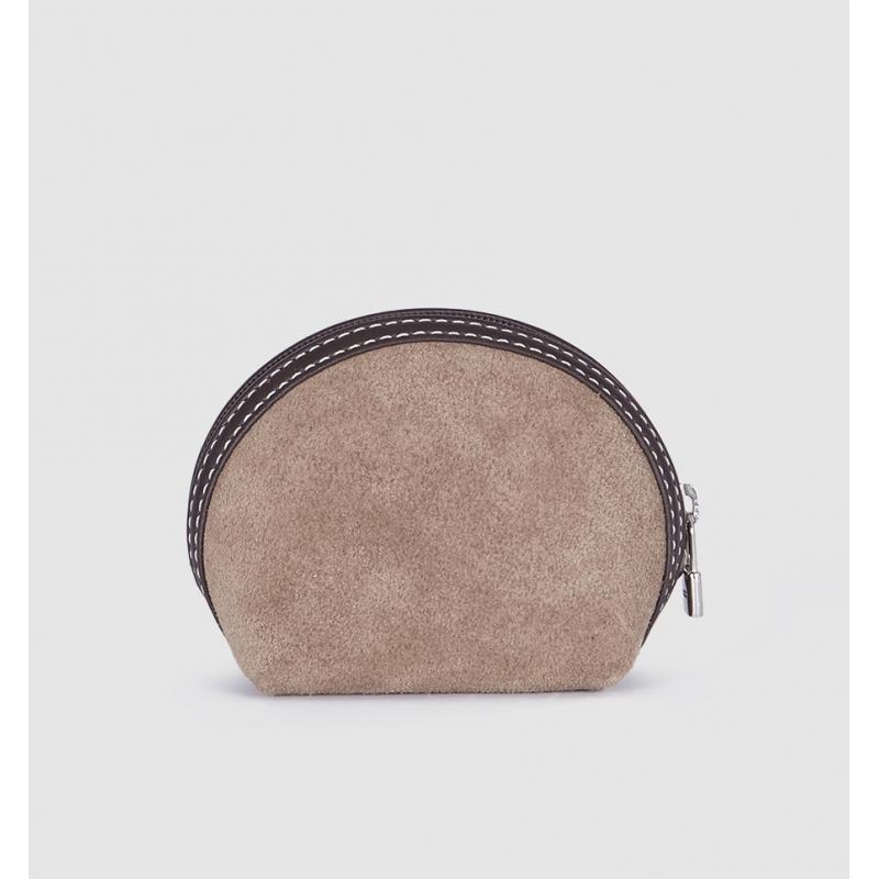 El Potro Monedero Cremallera De Piel Vacuno Topo- EL POTRO