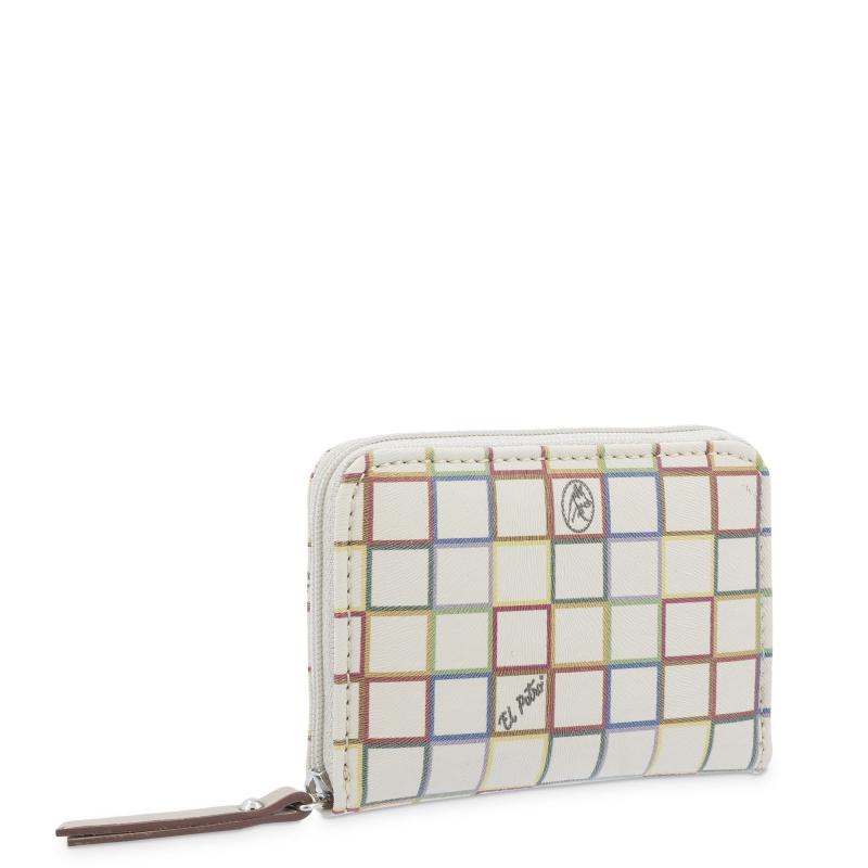 El Potro Monedero Cremallera Mujer En Lona Con Piel Vacuno Color Beige-Arcoiris