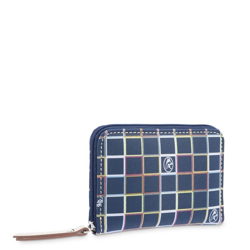 El Potro Monedero Cremallera Mujer En Lona Con Piel Vacuno Color Azul-Arcoiris