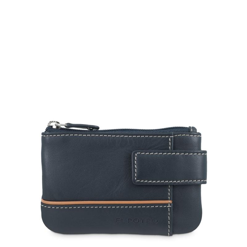 El potro Monedero llavero de hombre en piel vacuno azul Urban-E L P O T R O