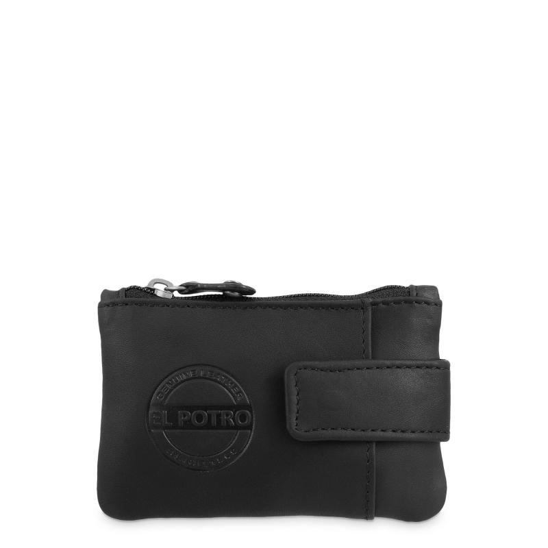 El potro Monedero llavero de hombre en piel vacuno negro legitimo-E L P O T R O