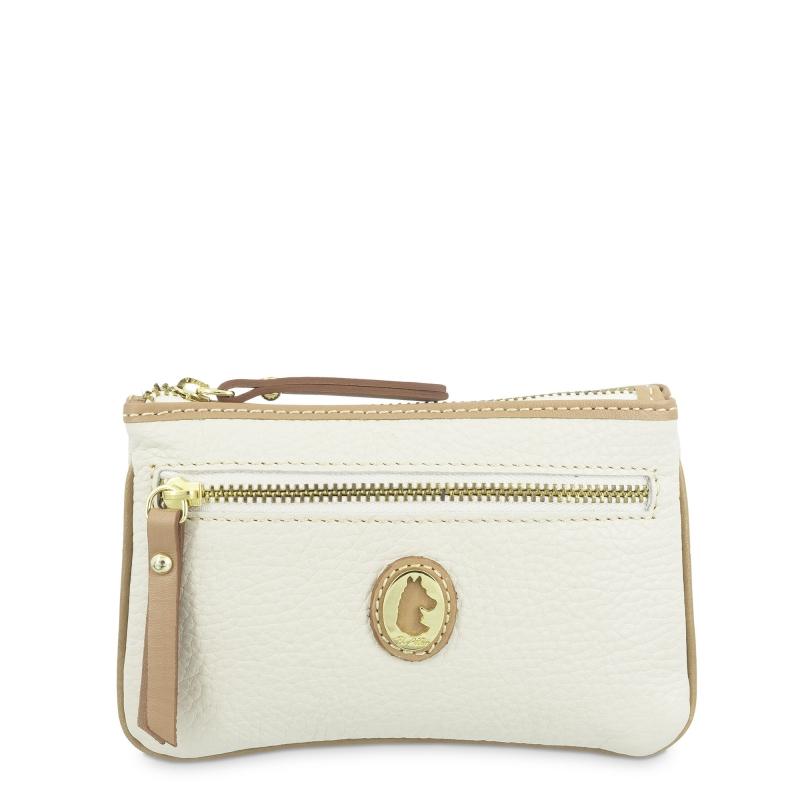 El potro Monedero Llavero mujer de piel vacuno color ivory-El Potro