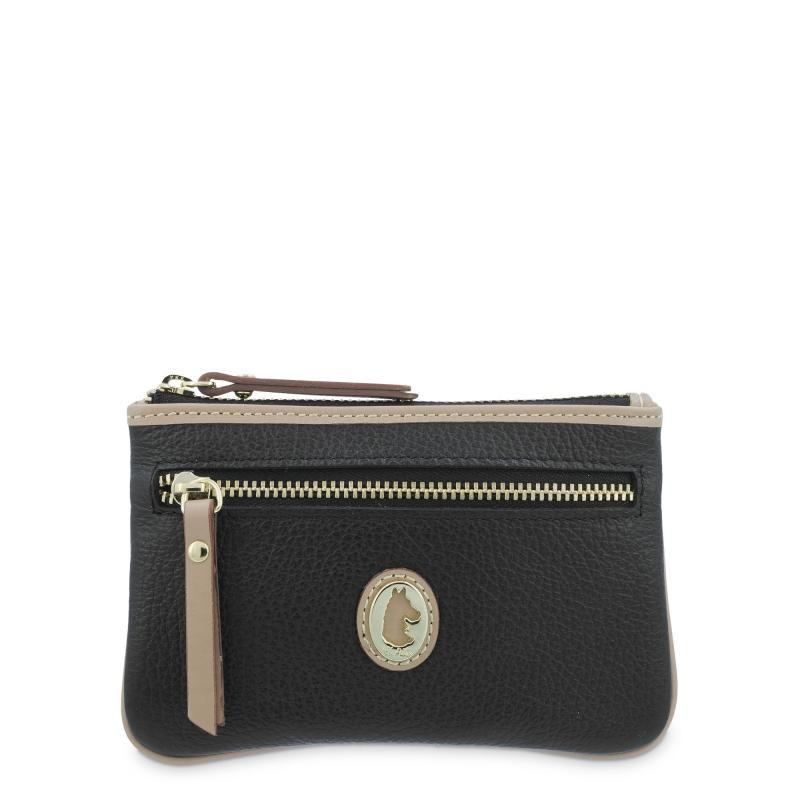 El potro Monedero Llavero mujer de piel vacuno color negro-El Potro