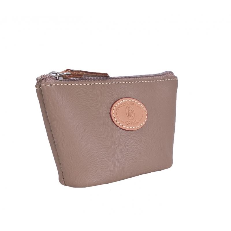 El Potro Monedero Llavero Mujer En Lona Y Piel Vacuno Color Moca - Base