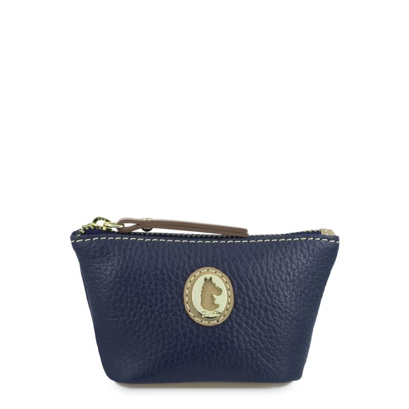 El potro Monedero Llavero mujer en piel vacuno color azul-Oasis