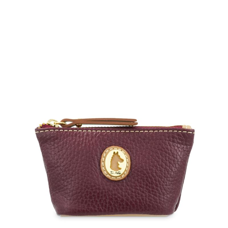 El potro Monedero Llavero mujer en piel vacuno color burdeos -Oasis